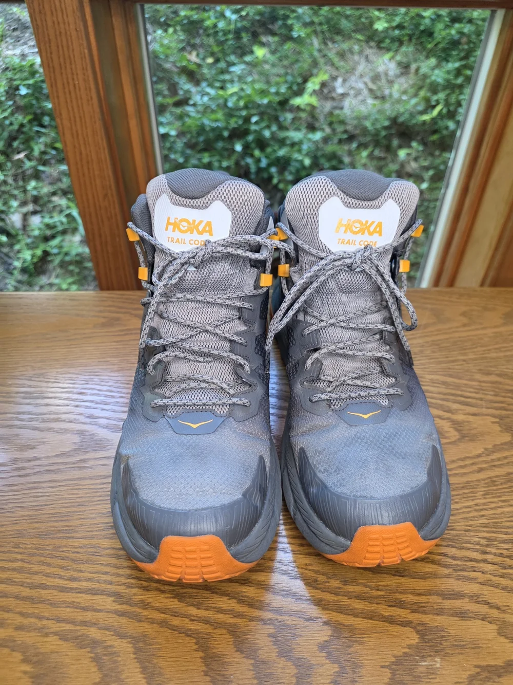 Hoka Men's Gray and Orange Trail Boots Sz 10
